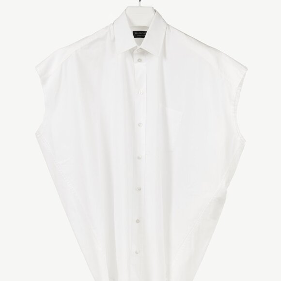 Balenciaga White Oversized Cotton Poplin Raw-Cut Shirt - Picture 2 of 13